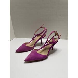 Zara Magenta Ankle Strap Heel Pointed Toe Suede Womens Size 38 7.5